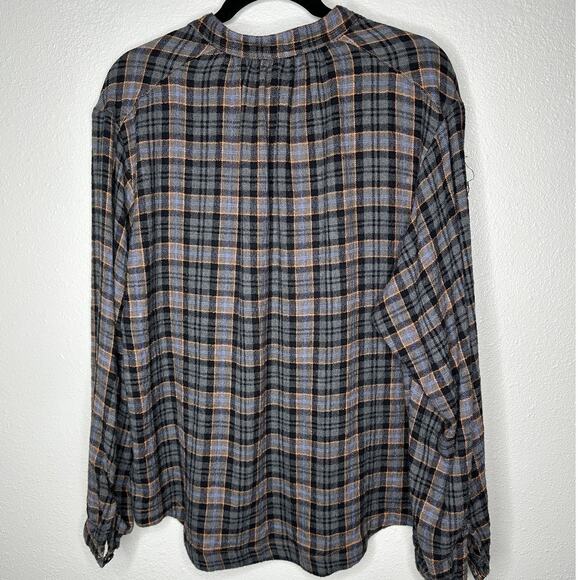 Free People Northern Bound Oversized Plaid Half Button Long Sleeve Shirt XS - Picture 3 of 13